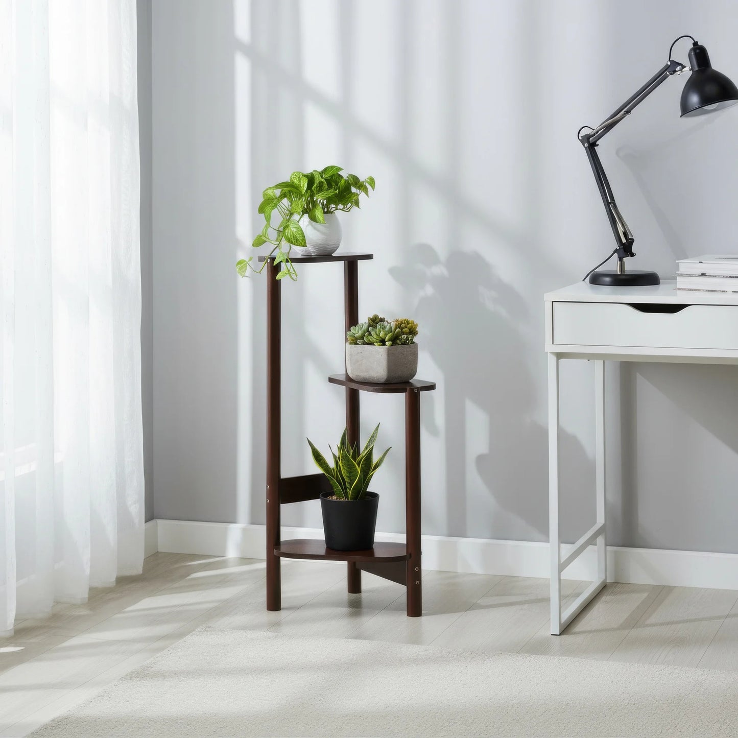 Bamboo Plant Stands for Indoor Plants, Tall Plant Stands for Corner Plant Shelf Multiple Flower Holder for Indoor Outdoor Garden
