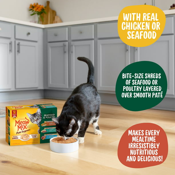 Meow Mix Pate Toppers Seafood & Poultry Variety Pack Wet Cat