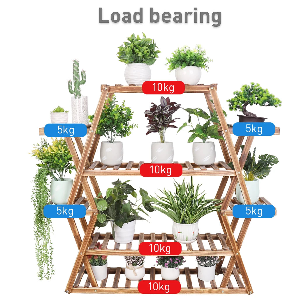 Extra Large Multi Tier Wood Flower Rack Plant Stand Bonsai Shelf Indoor Outdoor
