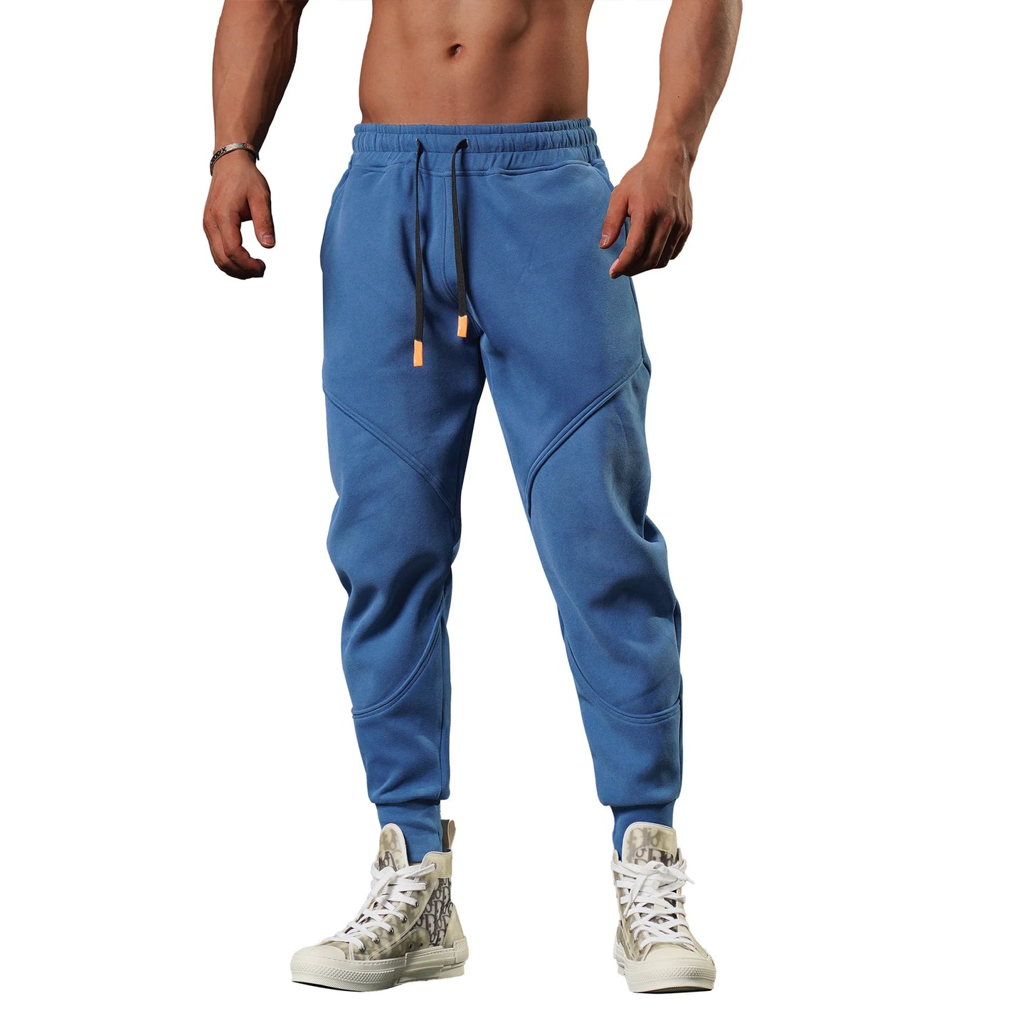 2028 New Men’s sports casual trousers winter loose thick outdoor running cuff sweatpants gym American basketball training pants